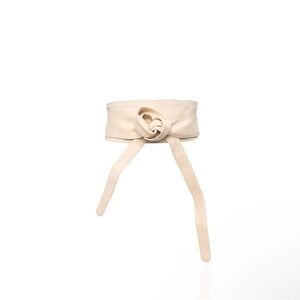 Cream leather wrap belt